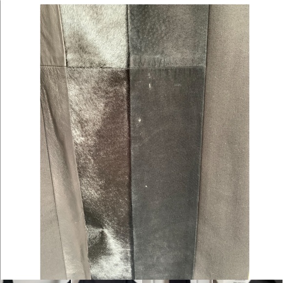 Theory Elso Calf Hair Suede Leather Panel Shift Dress Black Size 4 ($615 Retail) - Picture 5 of 11